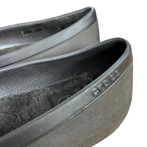 Crocs Mammoth Ballet Flats Fur Lined Dark Brown Round Toe Slip On Shoes sz 7 - Picture 9 of 16